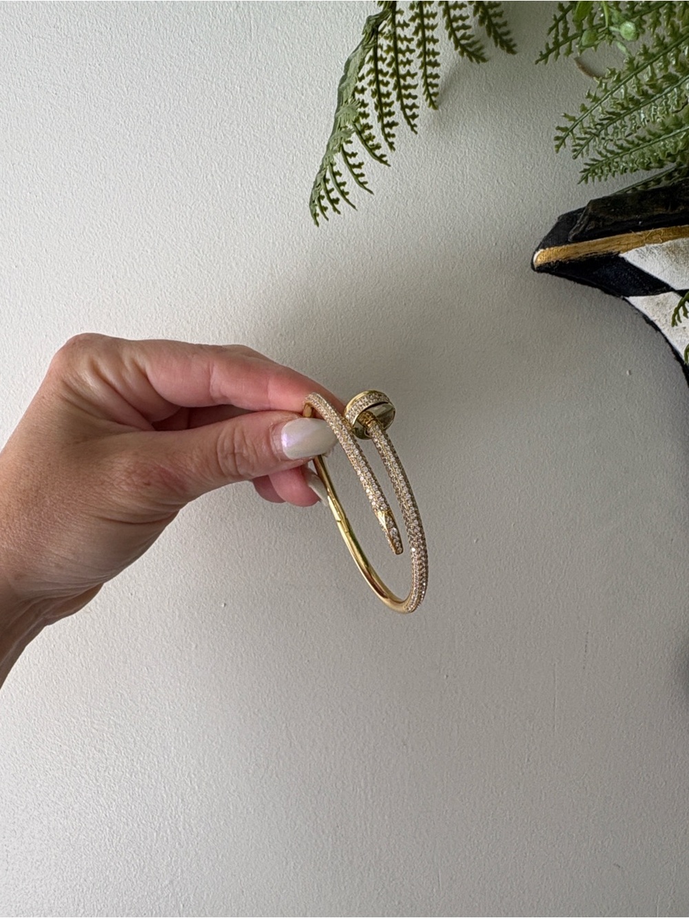 Gold Pavé Nail Cuff Bracelet